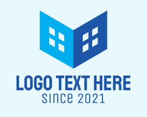 Home Library - Blue Real Estate Book logo design