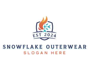 Fire Snowflake Shield logo design