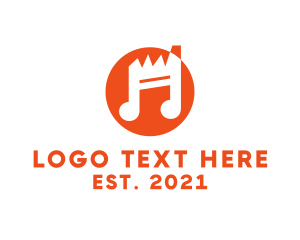 Digital-entertainment - Orange Musical Note logo design