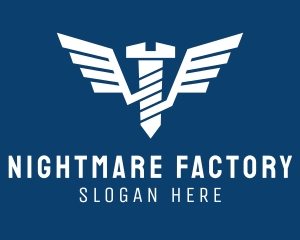 Winged Mechanical Screw logo design