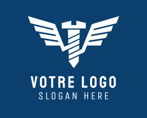 Plumber - Winged Mechanical Screw logo design