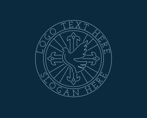 Religious - Peace Dove Crucifix logo design
