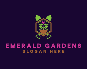 Garden Shovel Flower logo design