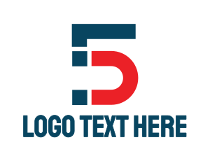 Industrial - Blue Red Number 5 logo design