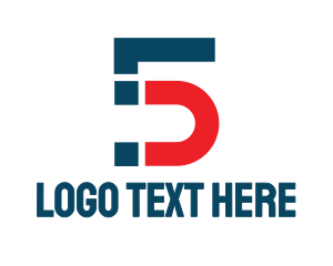 Tv Channel - Blue Red Number 5 logo design