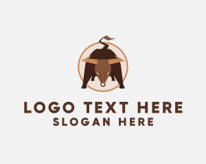 Bison - Rodeo Bull Horn logo design