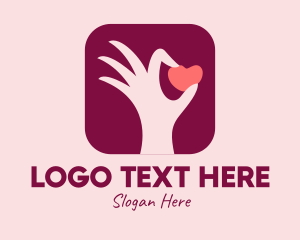 Dating Chat - Hand Heart Dating App logo design