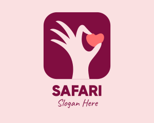 Hand - Hand Heart Dating App logo design