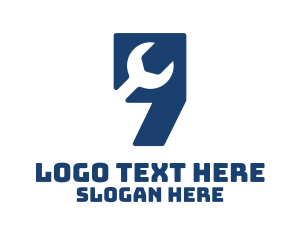 Toolbox - Blue Wrench Number 9 logo design