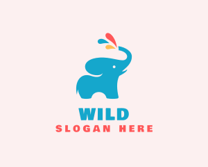 Cute - Elephant Paint Animal logo design