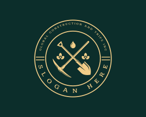 Landscaper - Shovel Pick Axe Gardener logo design