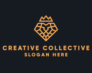 Geometric Lion Crown logo design