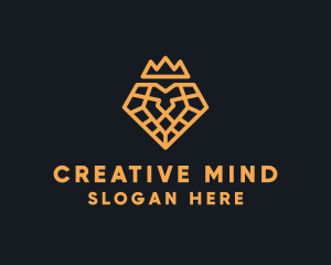 Geometric Lion Crown logo design