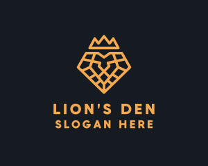 Lion - Geometric Lion Crown logo design