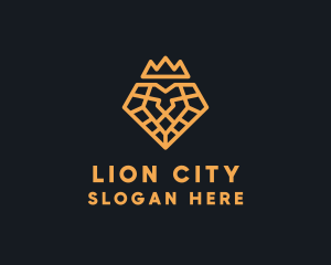 Geometric Lion Crown logo design