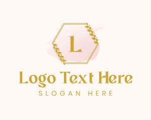 Cosmetology - Hexagon Wreath Watercolor logo design