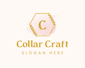 Hexagon Wreath Watercolor logo design