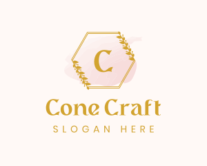 Hexagon Wreath Watercolor logo design