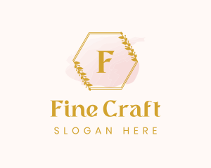 Hexagon Wreath Watercolor logo design