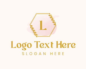 Aesthetic - Hexagon Wreath Watercolor logo design