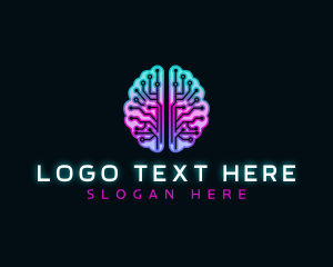 Artificial Intelligence Circuit Brain logo design