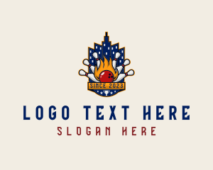 Bowling Pin - Bowling Alley Building logo design