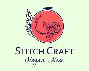 Embroidery - Rose Floral Embroidery logo design