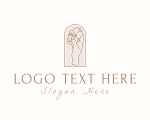 Healthy - Beauty Hand Flower logo design