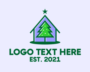 Pine Tree - Christmas Tree House logo design