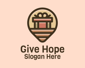 Donation - Gift Factory Location Pin logo design
