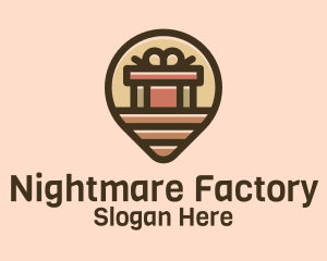 Gift Factory Location Pin logo design