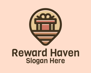 Rewards - Gift Factory Location Pin logo design