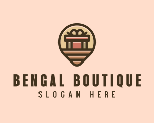 Gift Factory Location Pin logo design