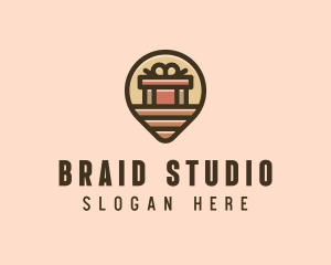 Gift Factory Location Pin logo design