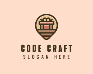 Gift Factory Location Pin logo design