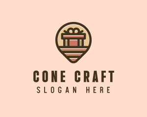 Gift Factory Location Pin logo design