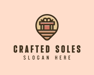 Gift Factory Location Pin logo design