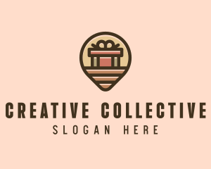 Gift Factory Location Pin logo design