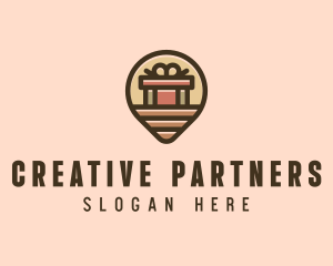 Gift Factory Location Pin logo design