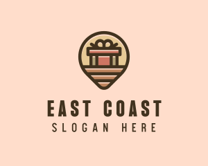 Gift Factory Location Pin logo design