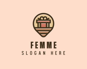 Gift Factory Location Pin logo design