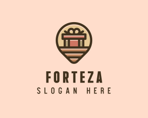 Gift Factory Location Pin logo design