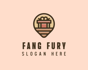 Gift Factory Location Pin logo design