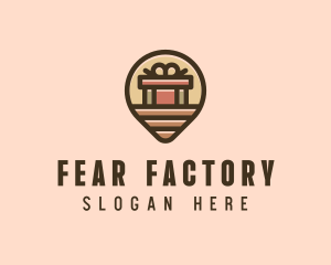 Gift Factory Location Pin logo design