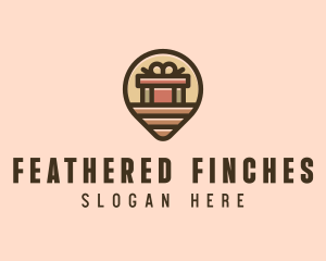 Gift Factory Location Pin logo design