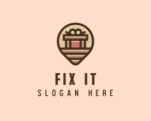 Gift Factory Location Pin logo design