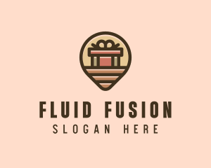 Gift Factory Location Pin logo design