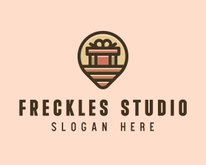 Gift Factory Location Pin logo design