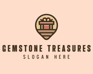 Gift Factory Location Pin logo design