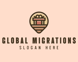 Gift Factory Location Pin logo design